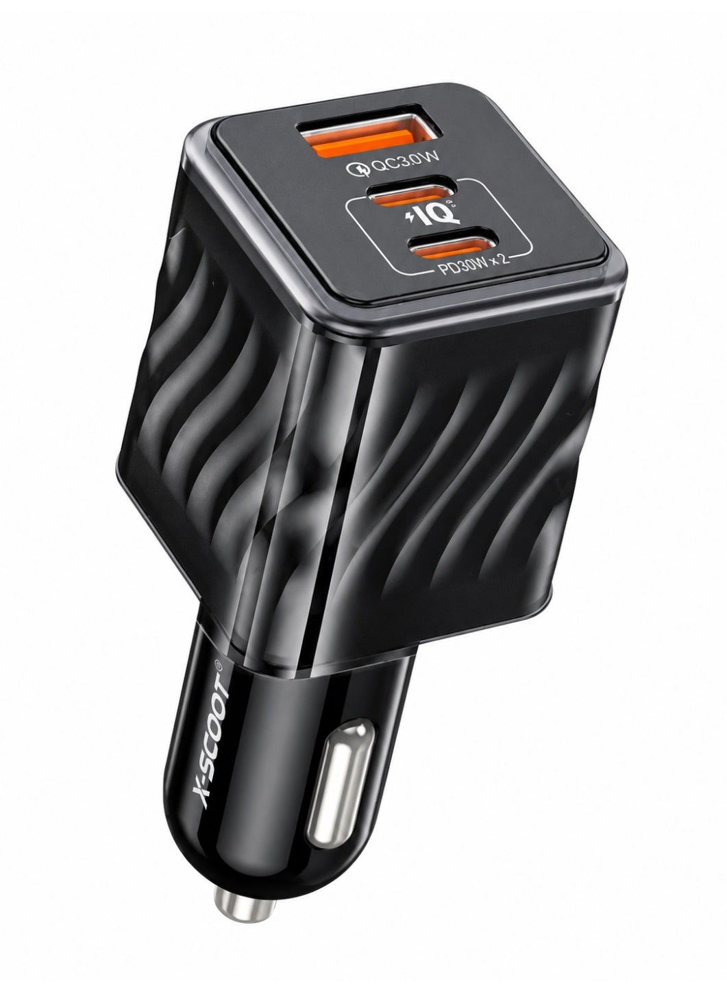 XC-314 80W PD Fast Car Charger with Power 3.0 Quick Charge, 1 USB & 2 Type-C Ports, Super Fast Charging for iPhone, Sams