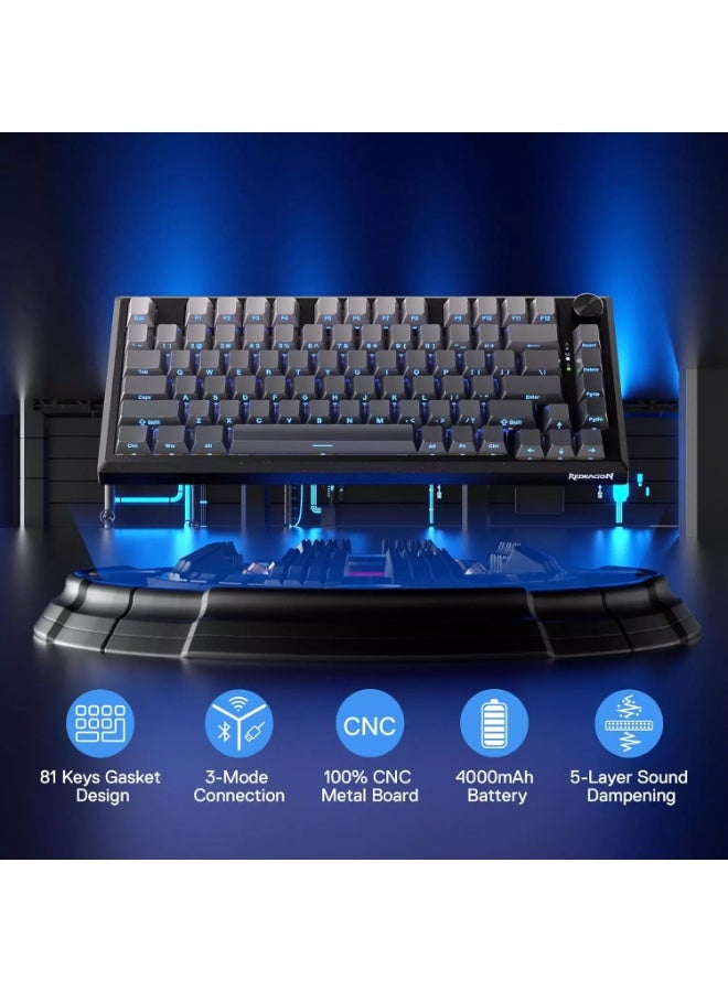 Gaming Keyboard PENUMBRA K687GG PRO Full Aluminum Alloy Hot-Swappable Mechanical Keyboard with 3-Mode Connection, Gasket