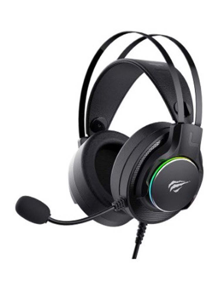 havit Gaming Headphone (RGB) , Model H2007U , 50MM Dynamic unit, Surround Sound Wired (3.5mm audio +1.7 USB) , Headphone With Noise Cancelling Microphone & In-Line Volume Control for pc and lap top , home , office and perssonal use