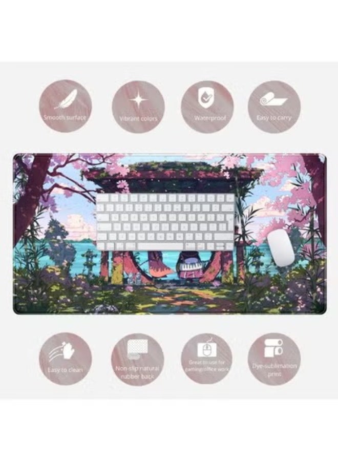 Pink Japan Desk Pad Anime Gaming Green Mouse Pad Large Mouse Pad For Desk Computer Pc Laptop Office Decor For Women, Ani