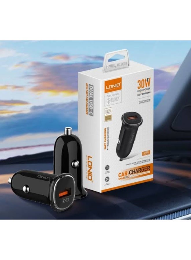 30W PD Super Fast Car Charger with USB-C to Lightning Cable, Power Delivery PPS Fast Charging Adapter for iPhone, Samsun