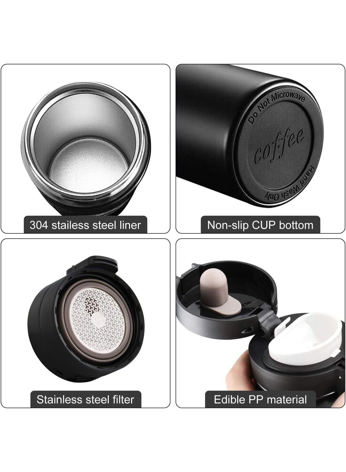 Insulated Travel Coffee Mug 300ml , Double Wall Vacuum Stainless Steel Tumbler with One-Click Leak Proof Lid, Hot & Cold