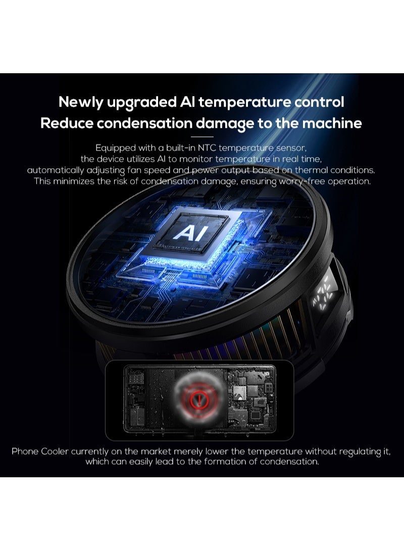 CX26 Magnetic Phone Cooler 30W, Semiconductor Mobile Gaming Cooling Fan with 100-Level Adjustable Speed, USB Type-C Powe