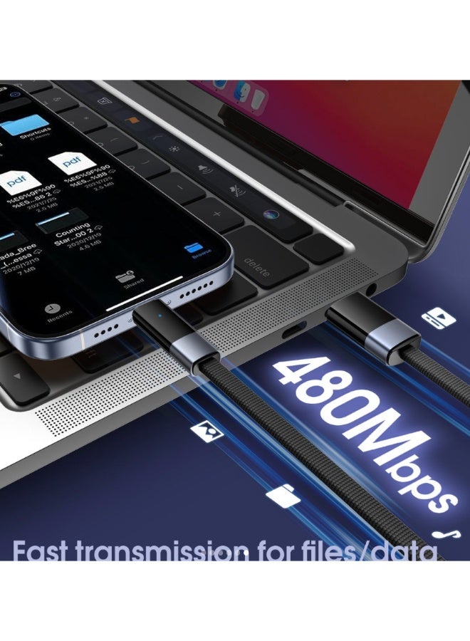 USB To Lightning Fast Charging Cable 1M With 50W Power Delivery High-Speed Data Transfer Durable PVC Design For iPhone i