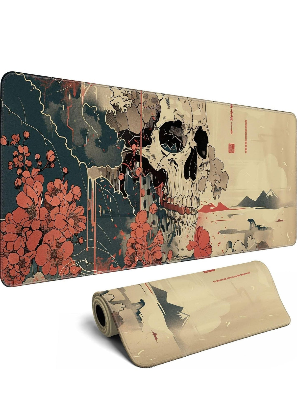 Skull Mouse Pad Japanese Ukiyo-e Mouse Pad Large Anime Big Mouse Pads for Desk Large Gaming Large Mouse Pad for Men Desk