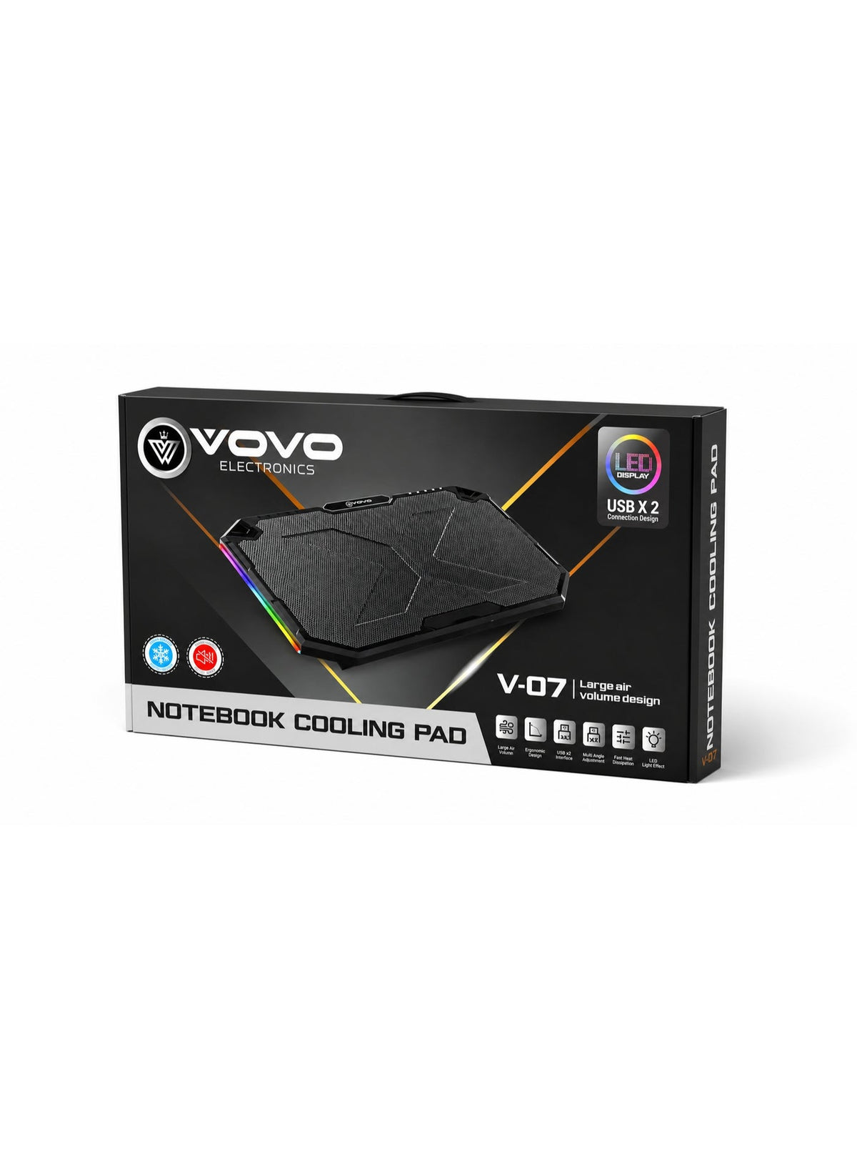 V-07 Laptop Cooling Pad with 5 Silent Cooling Fans, LED Display, Adjustable Fan Speed Control, Dual USB Ports, Multi Ang