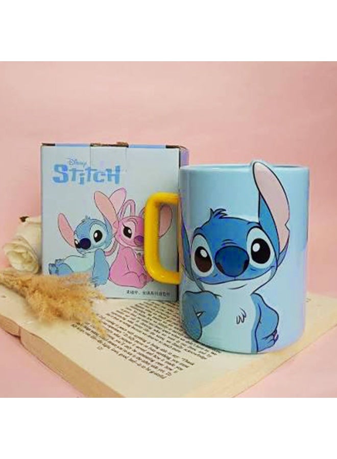 Stitch Ceramic Mug 450ml, Cute Cartoon Coffee Mug, Large Capacity Ceramic Tea Cup with Vibrant Character Design, Glossy 