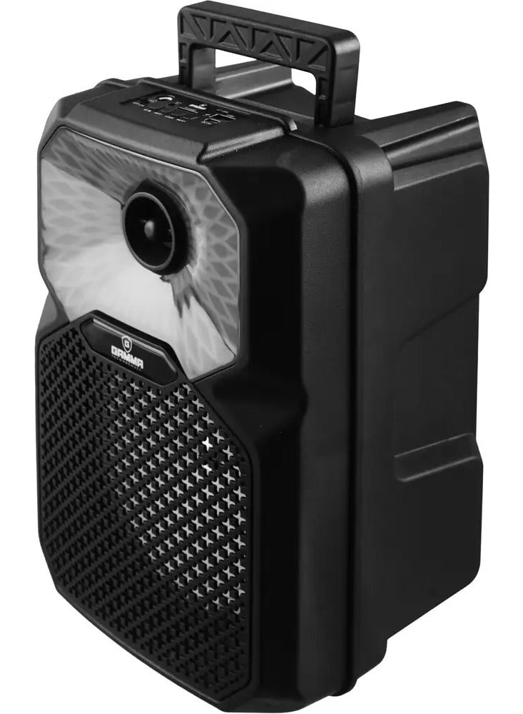 GT-886 Portable Speaker with Wired Microphone, 8-Inch Subwoofer, 8W Powerful Sound, 1200mAh Rechargeable Battery, RGB Li