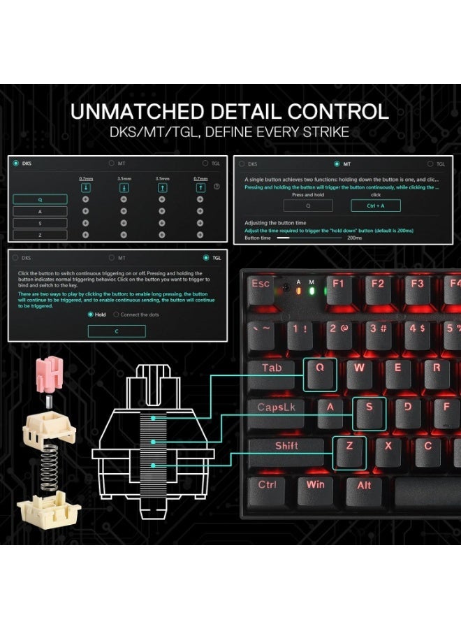 90% Wireless Rapid Trigger Magnetic Gaming Keyboard With 94 Keys Hall Effect Switches 8K Hyper-Polling Adjustable Actuat