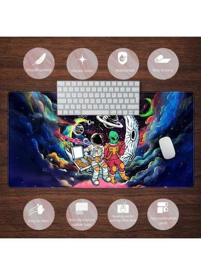 Funny Space Mouse Pad Desk Mat Astronaut Alien Large Gaming Mouse Pads Anime Desk Pad Mousepad XXL Cool Trippy Universe 
