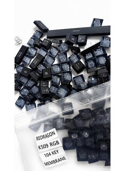 K509-RGB 104 Keys Replacement Keycaps Set for Mechanical Keyboard, Premium Black PBT Keycaps for Full-Size Gaming Keyboa