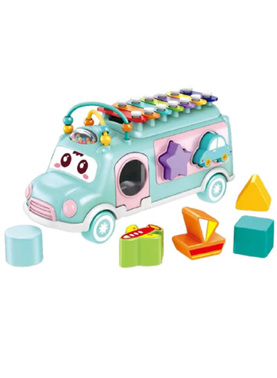 A fun and educational musical toy for children, in the shape of a bus, specially designed for children aged 18 months and above, to enhance their skills and develop their mental abilities early, suitable for boys and girls.