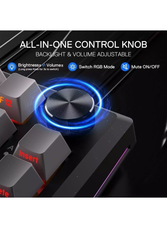 Gaming Keyboard PENUMBRA K687GG PRO Full Aluminum Alloy Hot-Swappable Mechanical Keyboard with 3-Mode Connection, Gasket