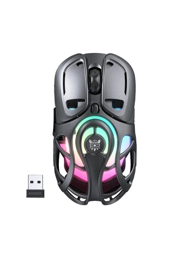 DM02 Tri-Mode RGB Gaming Mouse with 2.4GHz Wireless, Bluetooth & Wired Connectivity, Lightweight Honeycomb Shell Design,