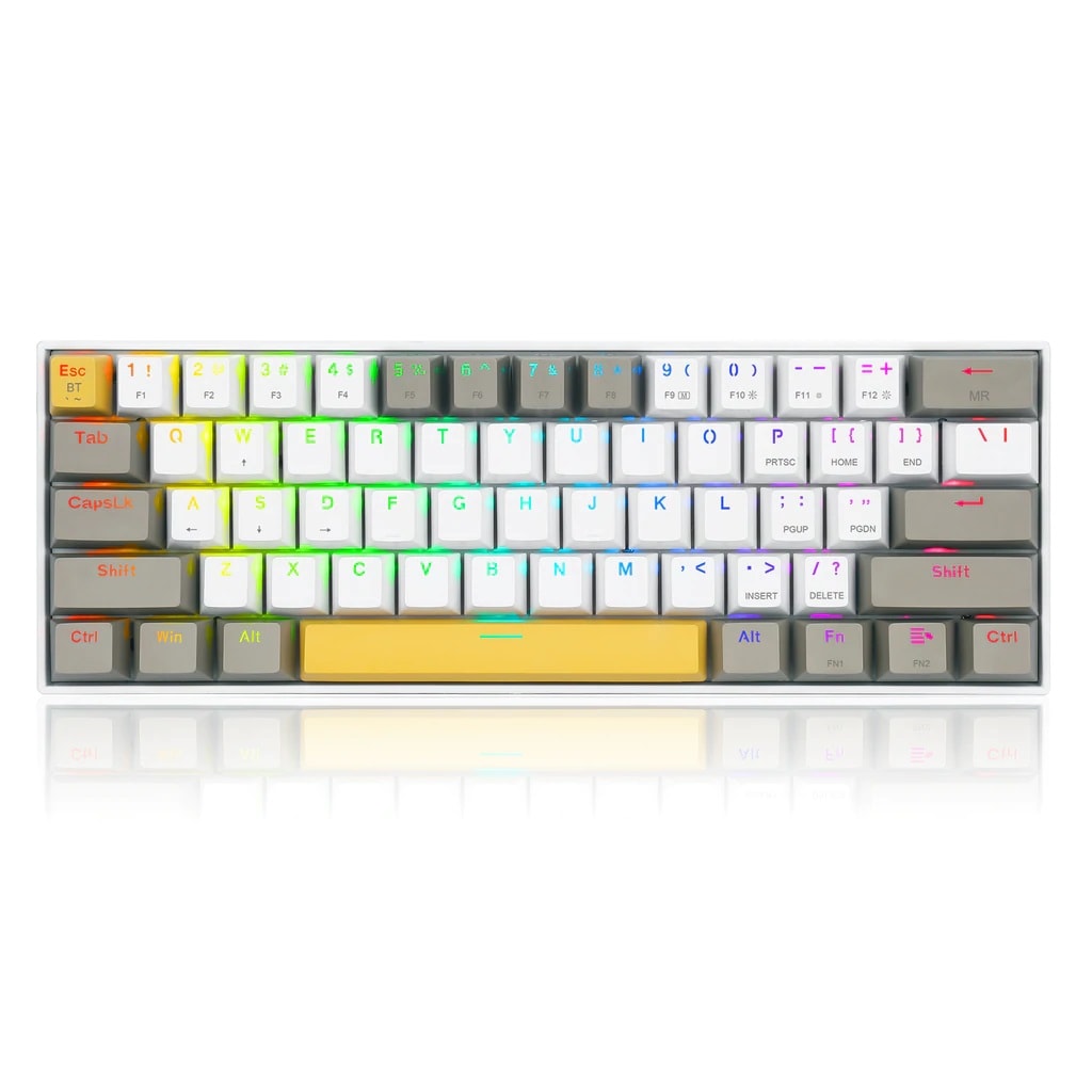 REDRAGON K530 Draconic RGB 60% Gaming Wireless Mechanical Keyboard, Brown Switches (YELLOW, WHITE & GREY)