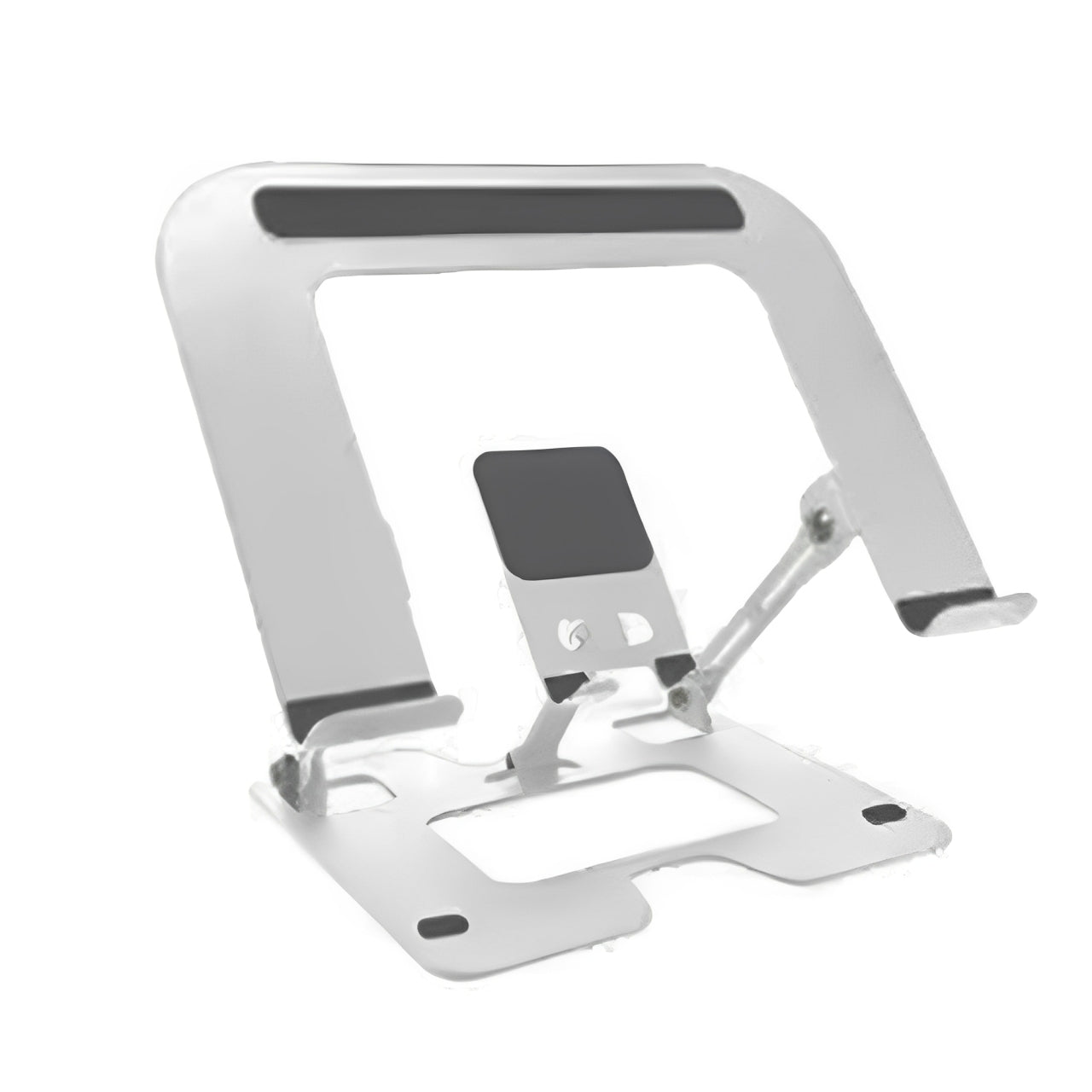 Foldable tablet & mobile stand with stylish metal design, 180° rotation, and ventilation to keep devices cool. Compact, portable, fits all mobiles, perfect for studying, working, or watching content anywhere.