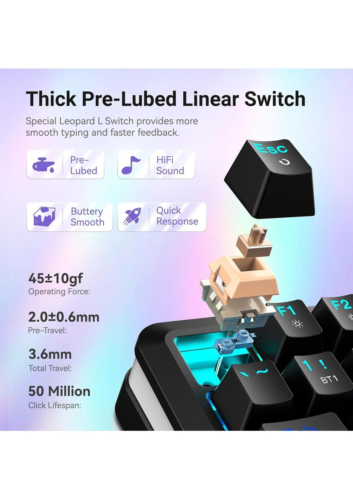 K708 Mechanical Keyboard , Tri-Modes Gaming Keyboard BT/2.4G/USB-C, Macro Programmable Mechanical Gaming Keyboard,LCD Sc