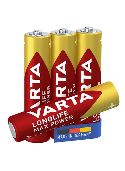 VARTA Longlife Max Power Alkaline Batteries AAA, 4pes 1.5V , Micro , R03 , MINISTILO made in germany