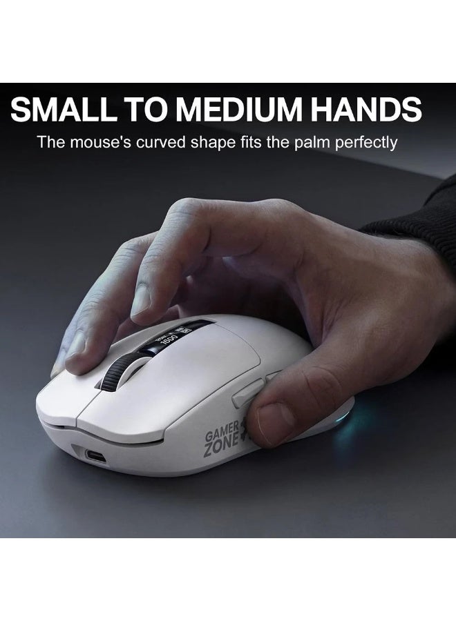 Tri-Mode RGB Wireless Gaming Mouse White Edition, High-Precision Bluetooth,  Wireless & Wired Gaming Mouse for PC, Lapto
