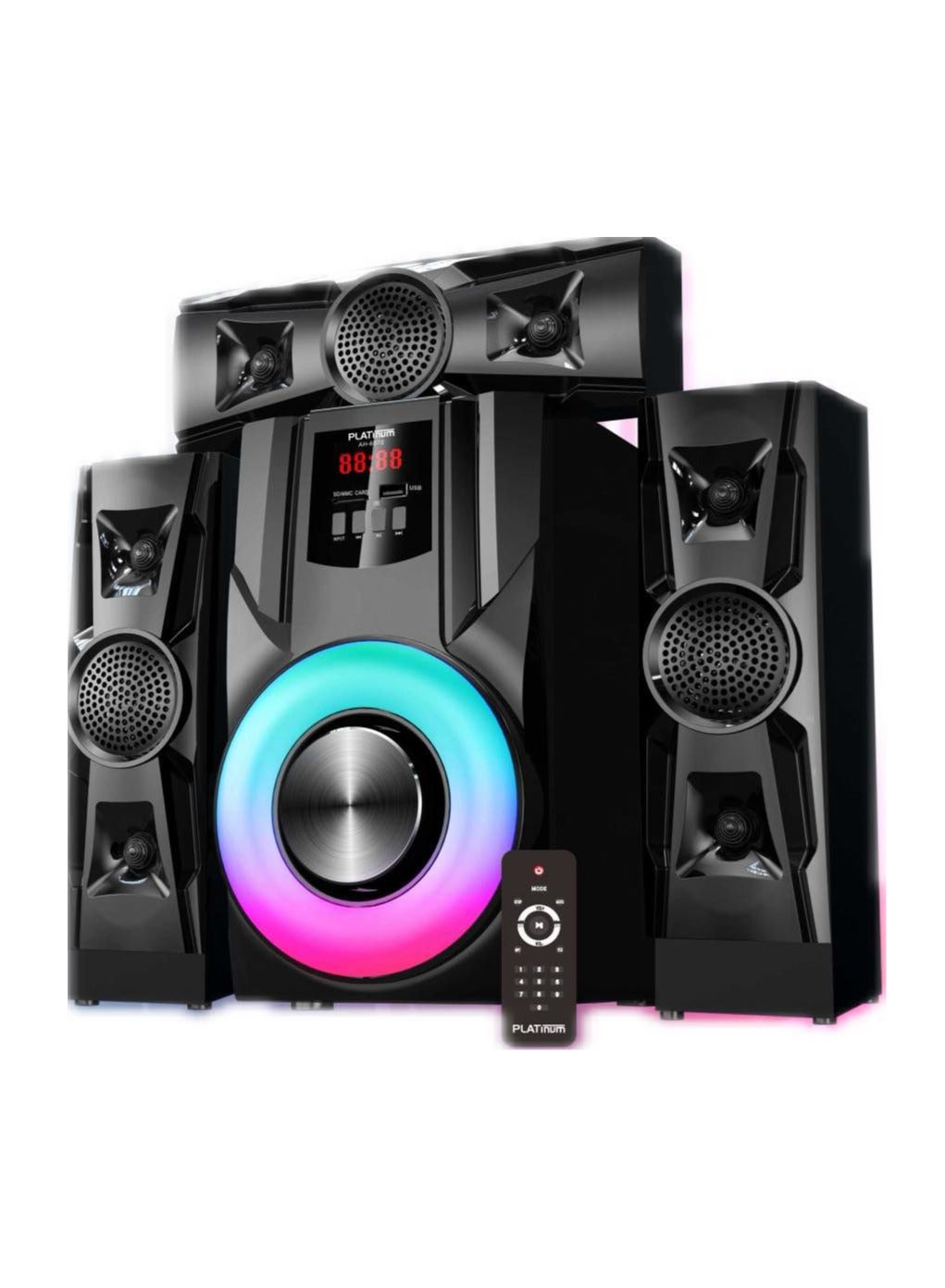 صب ووفر Platinum AH-6070 للكمبيوتر 4 قطع بلوتوث وريموت كنترول أسود