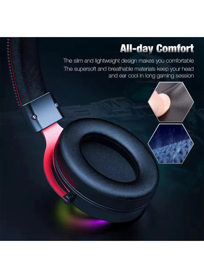 Wired Professional Gaming Headset X10 RGB with Noise Cancelling Microphone, Over-Ear Fabric Cushions, Clear Sound Perfor
