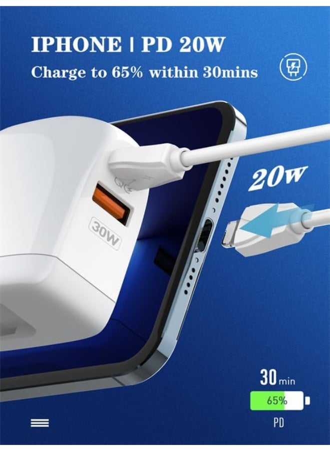 A2522C Super Fast Wall Charger 30W with Dual Ports (USB + Type-C), PD & QC 3.0 Quick Charge Technology, LED Power Displa