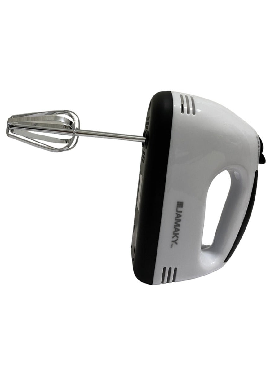 JAMAKY Italy 300W Italian Technology Hand Mixer - JMK6003 - 220-240V ~ 50/60Hz 300W 7-Speed Control More Through Mixing and Heavy Duty Mixing Performance, White