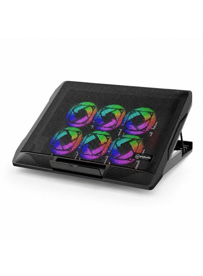 V-05 Laptop Cooling Pad with LED Display, Adjustable Fan Speed Control, High Airflow Cooling Fan, Dual USB Ports, Ergono