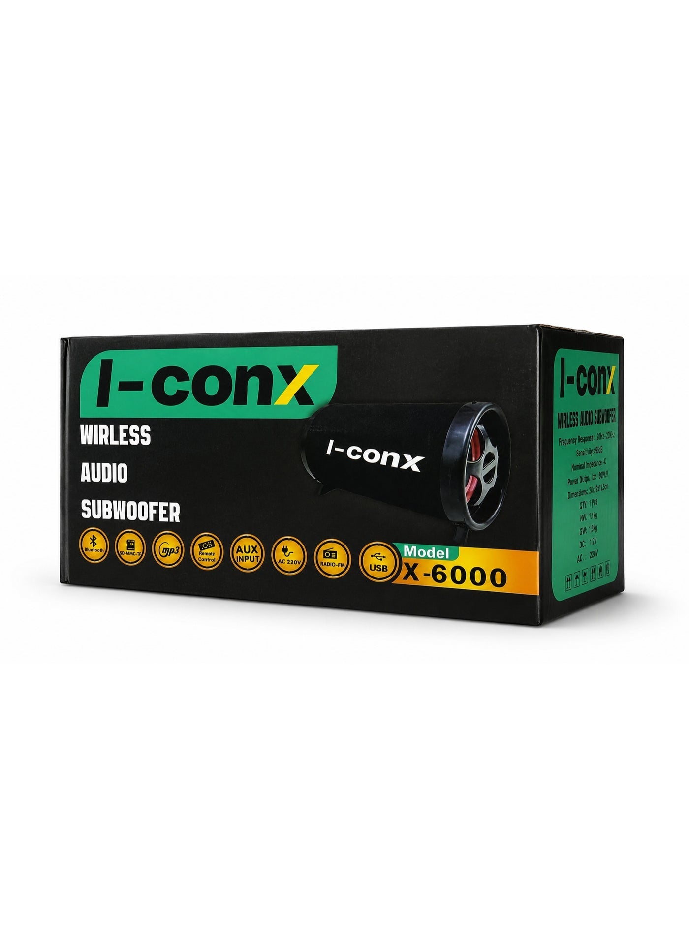 سبيكر بلوتوث I-conx X-6000 ريموت كنترول أسود