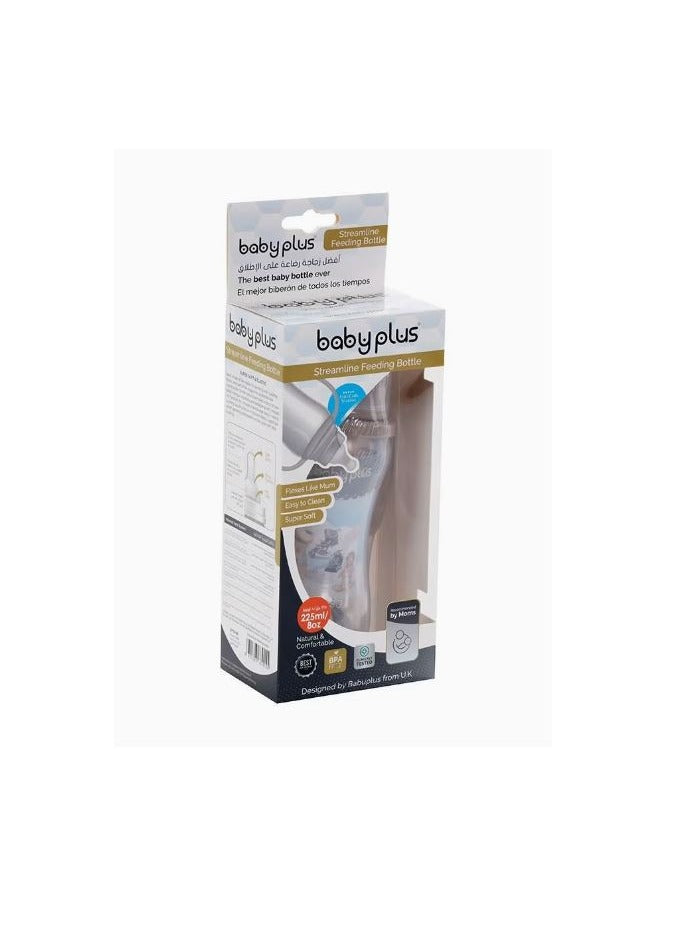 BABY PLUS Baby Feeding Bottle With Innovative Valve Design And Unique Shape 225 ml - Brown