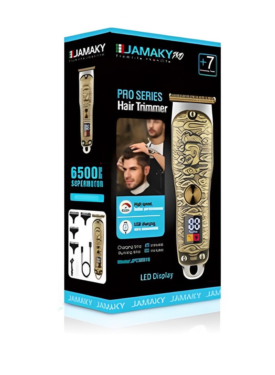 Professional Hair Trimmer 1200mah with Italian technology - 6 Accessories - Gold ( JPC90010 )
