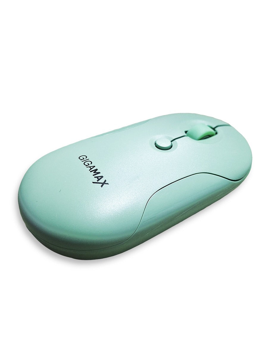 Gigamax Wireless Desk Mouse, G-1200, 1600 DPI Wired/Wireless Functional Mouse with 3 Modes Connectivity, Bluetooth and 2.4G Wireless, 4 Macro Buttons, Long Lasting Rechargeable Battery Capacity and for PC/Mac/Laptop Used in Home and office, Green