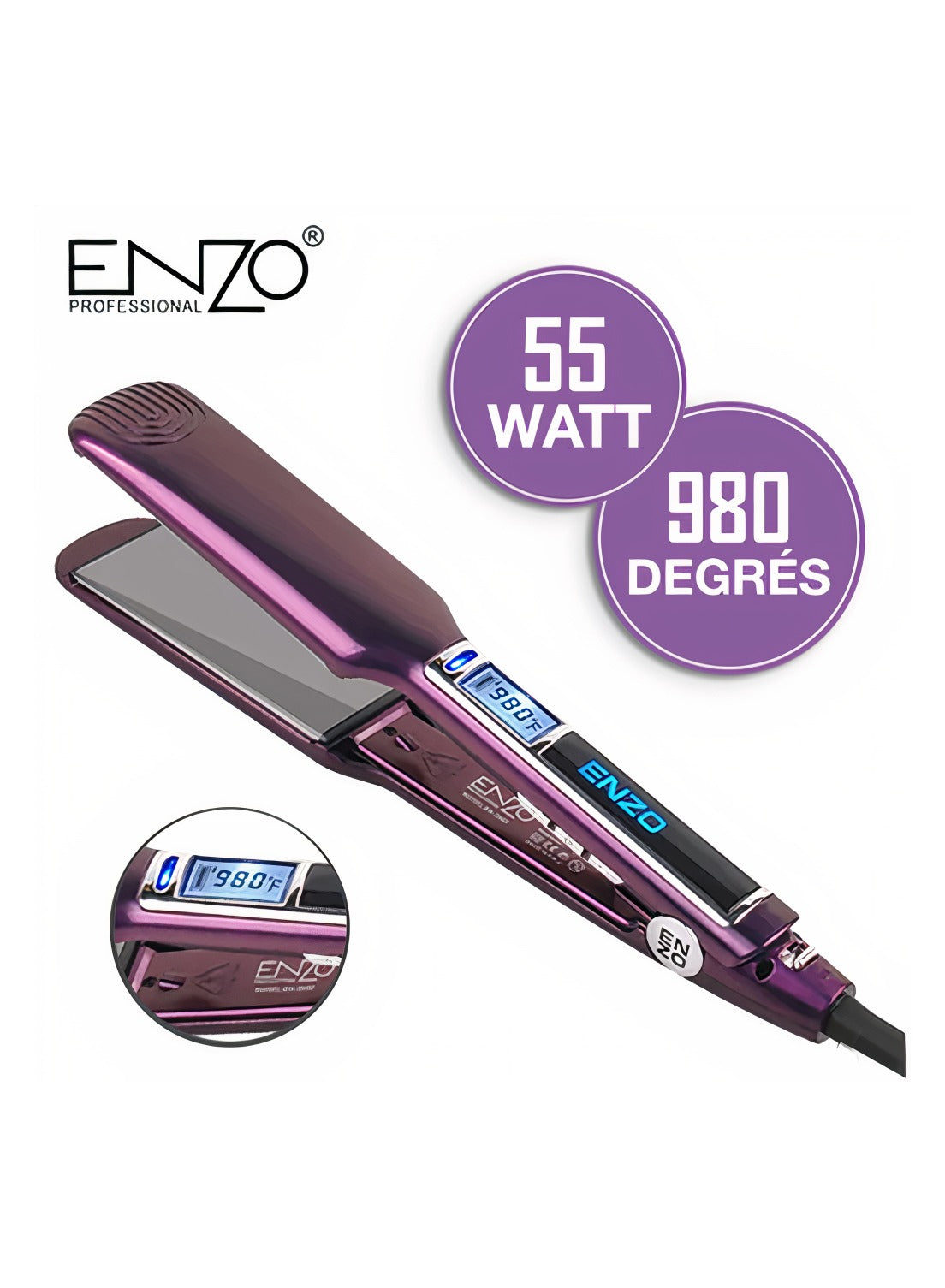 ENZO Professional hair straightener dedicated to applying keratin and protein EN-3969 Purple