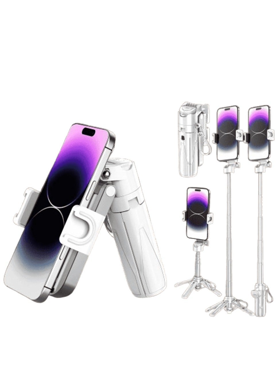 Mini Selfie Stick with Bluetooth Remote, 3 in 1 Portable Tripod, 360° Rotatable Phone Holder, Foldable Lightweight Handl