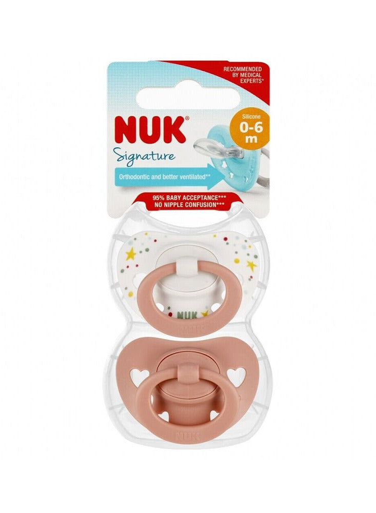 NUK Signature Silicone Orthodontic 0-6m, assorted 2 pieces