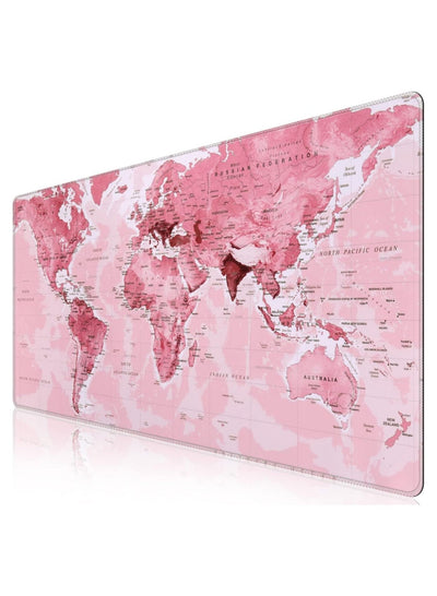 PINK World Map Gaming Mouse Pad - (70×30cm) for Keyboard and Mouse Desk Mat for PC - Non Slip Rubber - Speed Edition