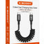 CL-156120W PD USB-C to USB-C Coiled Fast Charging & Data Cable, 1.2M Retractable Spiral Cord, Aluminum Alloy Connectors,