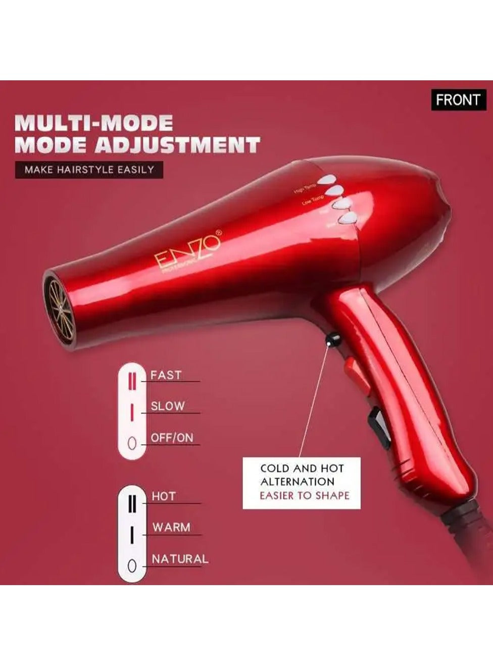 ENZO Professional EN-8860R Ultimate Smooth Hair Dryer Red 6000 W