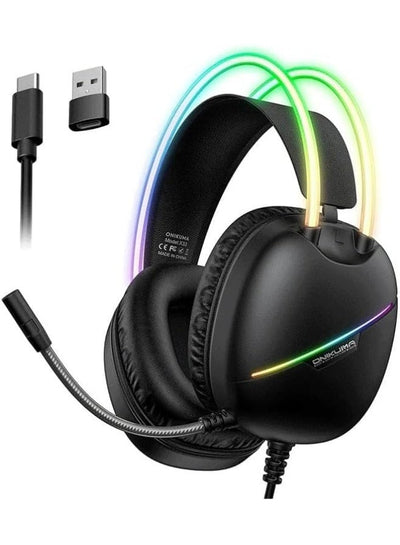 X33 RGB Wired Gaming Headset with Type-C & USB Connectivity and Noise Cancelling Microphone, 50mm 3D Stereo Sound, Comfo