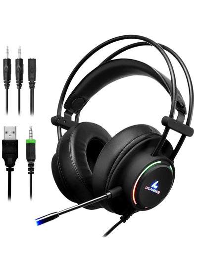 GH569 Gaming Headset with Microphone LED Light, 3.5mm input - for PC, PS4, Xbox One, Nintendo Switch