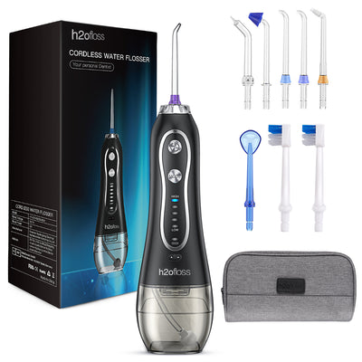 h2ofloss Portable Dental Water Flosser With 6 Jet Black