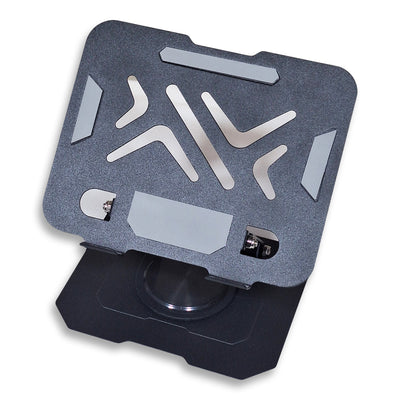 Foldable tablet & mobile stand with premium metal design, 360° rotation, and ventilation to keep devices cool. Compact, portable, and suitable for iPads & phones—perfect for studying, working, or watching content anywhere.