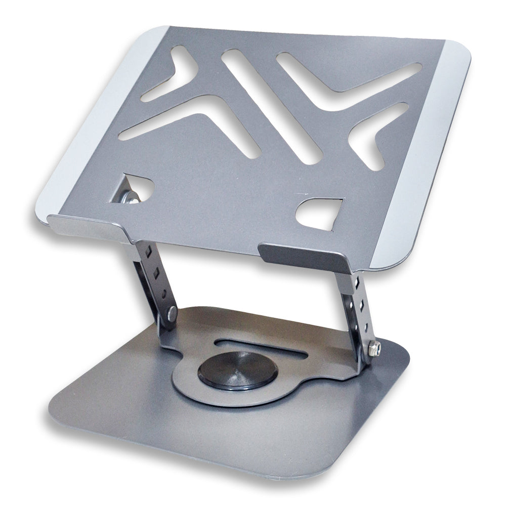 Foldable tablet & mobile stand with premium metal design, 360° rotation, and ventilation to keep devices cool. Compact, portable, and suitable for iPads & phones—perfect for studying, working, or watching content anywhere.