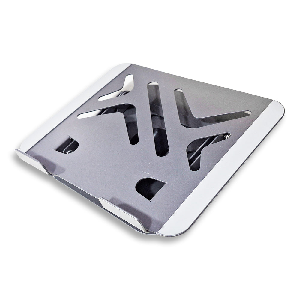 Foldable tablet & mobile stand with premium metal design, 360° rotation, and ventilation to keep devices cool. Compact, portable, and suitable for iPads & phones—perfect for studying, working, or watching content anywhere.