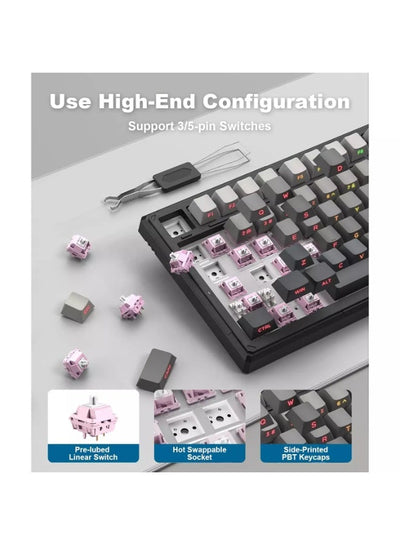 G83 Tri-Mode RGB Mechanical Gaming Keyboard with Bluetooth 5.0, 2.4GHz & Wired USB-C Connectivity, 75% Hot-Swappable Lay