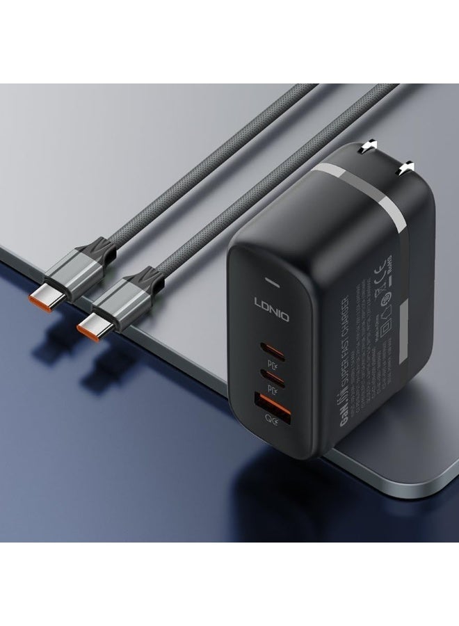 Type-C To Type-C Fast Charging Cable 1M With 100W Power Delivery High-Speed Data Transfer Durable Braided Design For Sma