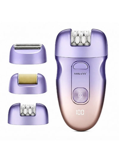 SK-17006 3-in-1 Women’s Epilator, Rechargeable Electric Hair Removal Machine with Shaver & Exfoliation Heads, 2 Speed Se