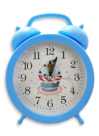 Charming little cartoon alarm clock, cute office decor, special gift, bedroom decor, with an innovative classic design and a cheerful blue color with an ice cream drawing in the background