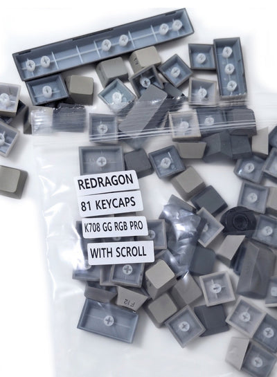 K708 CG RGB Pro 81 Keys Replacement Keycaps Set with Scroll, Black and Gray Keycaps for Mechanical Keyboard, Custom Keyc