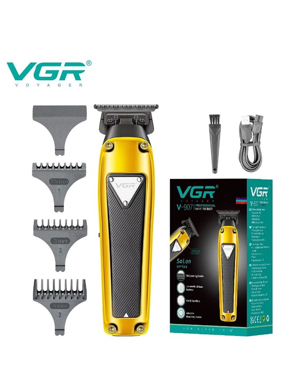 VGR Professional USB Rechargeable V-338 ,LED Display , Oil Bottle , Home Functional Reciprocating Shaver, Cleaning brush, Protection cap, USB charging cable, 6pc guide comb , 180 Minutes Operating Time